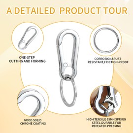 WIVBRNK 4 Pack Keychain, Metal Key Chain, Sturdy Key Ring, Key Rings for Home, Car, Office, Key Organizer Keychain Clip for Belt Loops, Purse, Bag, Key Chains for Men and Women (4 Sliver)