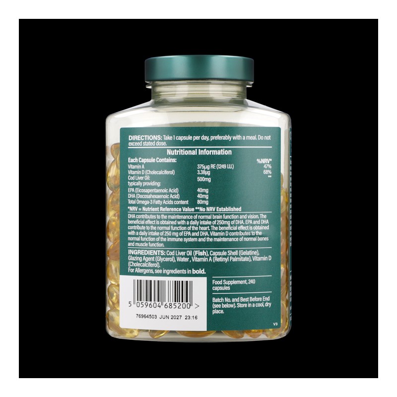 Holland & Barrett Cod Liver Oil 500mg 30 Capsules