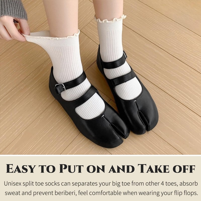 SamHeng Tabi Flip Flop Socks for Women 3 Pairs Cotton