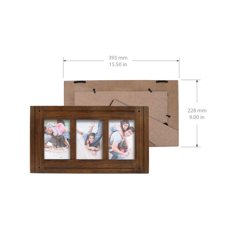 Prinz Homestead Dark Walnut 3-Opening Collage Picture Frame 4x6 Photos