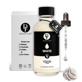 Dolce Flav Natural White Food Coloring – 2 oz Liquid Whitening Dye from Palm Oil with Graduated Dropper | Water-Soluble | For Frostings, Fillings & Beverages | Kosher | Made in USA