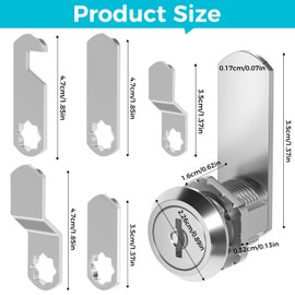 Letter Box Lock 16 mm with 5 Keys and 5 Different Lock Plates, Cabinet Lock, Letter Box Lock, Lever Lock Furniture Lock for Cupboard, Cabinet Doors