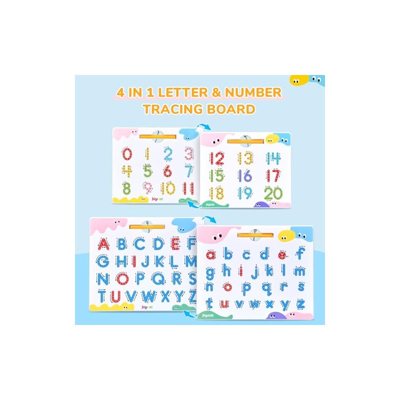 JoyCat Magnetic Letter and Number Tracing Board Set, Double Sided
