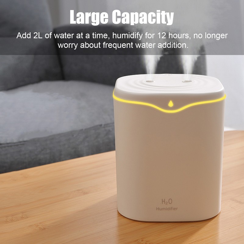 2L Double Spray Humidifiers with LED light Cool Mist Auto