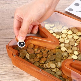 Piggy Banks for Boy Girl Coin Money Bank Piggy Bank Alphabet Money Box Wooden Piggybank Bills Change Saving Jar for Bedroom Living Room Decoration (M)