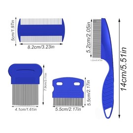 Pet Grooming Comb Set, 4 Pack Stainless Steel Flea Combs, Fine Tooth Pet Comb for Long and Short Haired Pets