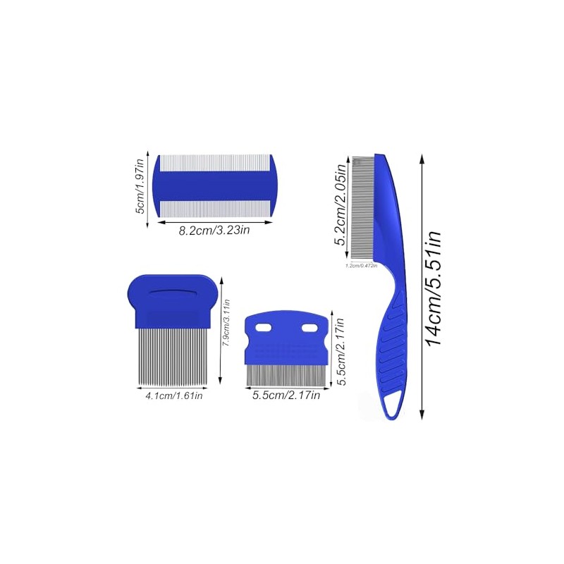 Pet Grooming Comb Set, 4 Pack Stainless Steel Flea Combs,