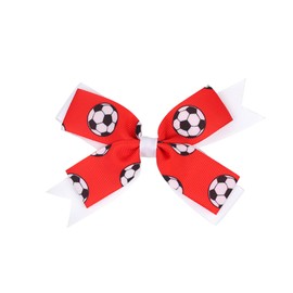 Soccer Ribbon Bow Hair Clips soccer bows Hair Accessories for girls Womens headdress.(FJ35) (Red)