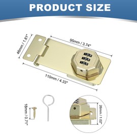 MECCANIXITY Password Hasp Locks Keyless Combination Lock 4 Inch Twist Knob No Drilling Required for Door Security Gate Small Doors Cabinets Bathroom Closet Fence Garage Garden(Gold)