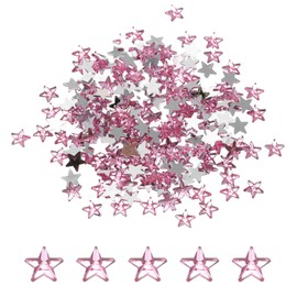 MECCANIXITY 200PCS Acrylic Star Rhinestone 6x6mm Flat Back Plastic Gems Jewelry Stickers for Craft Bead Face Painting Costume Jewelry Making, Light Pink