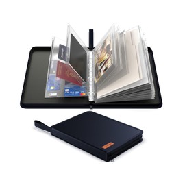 Important Document Organizer Zipper Binder,Fireproof Document Bag for Birth Certificate Protector, Waterproof Bill Organizer in Case I Go Missing Binder for Home Safe, 4 Ring Receipt Holder(Blue)