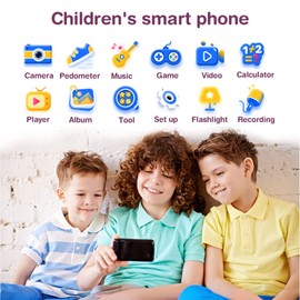 PTHTECHUS® Kids Phone Toy for Boys Girls, 3.8 "Touch Screen Toddler Smartphone with Fun Cameras 16 Games MP3 Music Player Audio Recorder Pedometer Torch Alarm Clock Children Phone for Ages 4-14