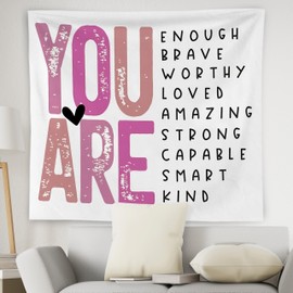 WNAGT Positive Affirmations for Kids Tapestry Wall Hanging, Kids Affirmation Wall Decor, You Are Kind Brave Smart Inspirational Wall Blanket Decor for Kid Room Classroom Nursery, 50x60 Inch(Style B)