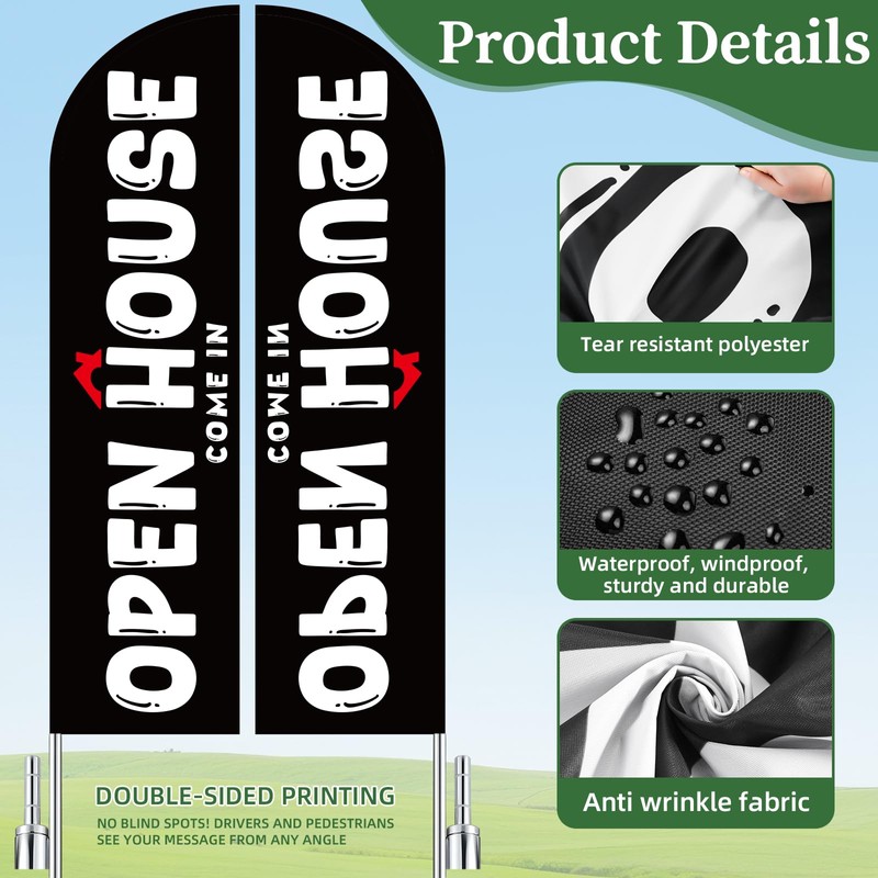 SmoothNovelty Open House Flag 15 ft with Flag Pole Ground