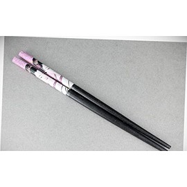 Perfect Hairstyle with Our Hair Accessories - Black Hair Chop Sticks Set Of 2 Floral Wood Picks Pins 7 1/8" Long Geisha Fashionable Hair Accessory Hair Jewelry Accessories for Lady Women