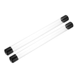 PATIKIL Clear Rigid Tube Round Plastic Tubing with Black Rubber Caps Polycarbonate Water Pipe, 305mm/ 12 Inch Length, 23mmx25mm/0.91"x0.98", 2 Set