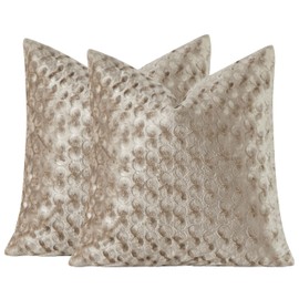 GIGIZAZA 18x18 Pillow Covers Set of 2, Tan Velvet Polka Dot Sofa Accent Throw Pillows Covers for Living Room Modern Cushion Pillows Covers