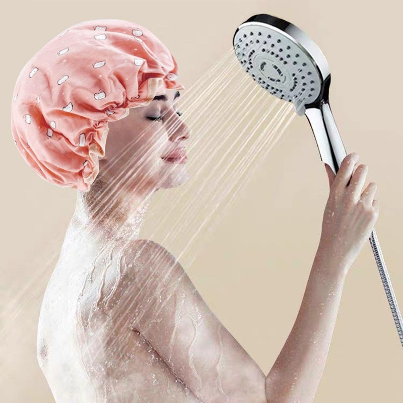 Pack of 3 Kitten Printed Shower Cap, Cute Cartoon Shower