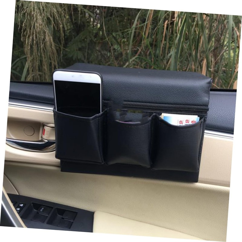 Ipetboom Car Door Armrest Pad with Pocket Luxurious Leather Support