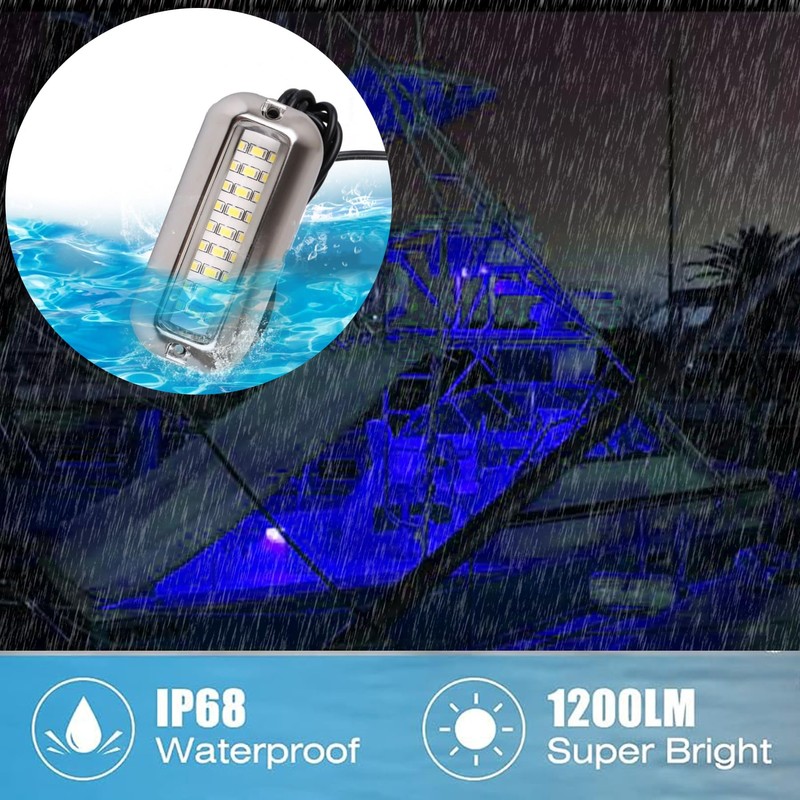 Kingshowstar 2Pcs Marine LED Boat Lights, IP68 Waterproof 27LED, Pontoon