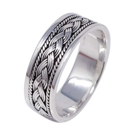 Treasure Bay Braided Womens Silver Ring, Mens Silver Ring Made from 925 Sterling Silver (W)