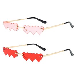HDGSAFD 2 Pairs Heart Shaped Sunglasses One Creative Sunglasses Fashion Sunglasses Party Personality Glasses
