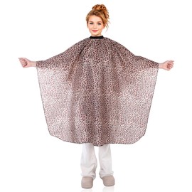 LLOUSSAK Leopardenmuster Friseurumhang,Haarschnitt Friseurumhänge mit Elastisches Band,Wasserabweisend Haarschnittumhang für Männer,Frauen,Kinder