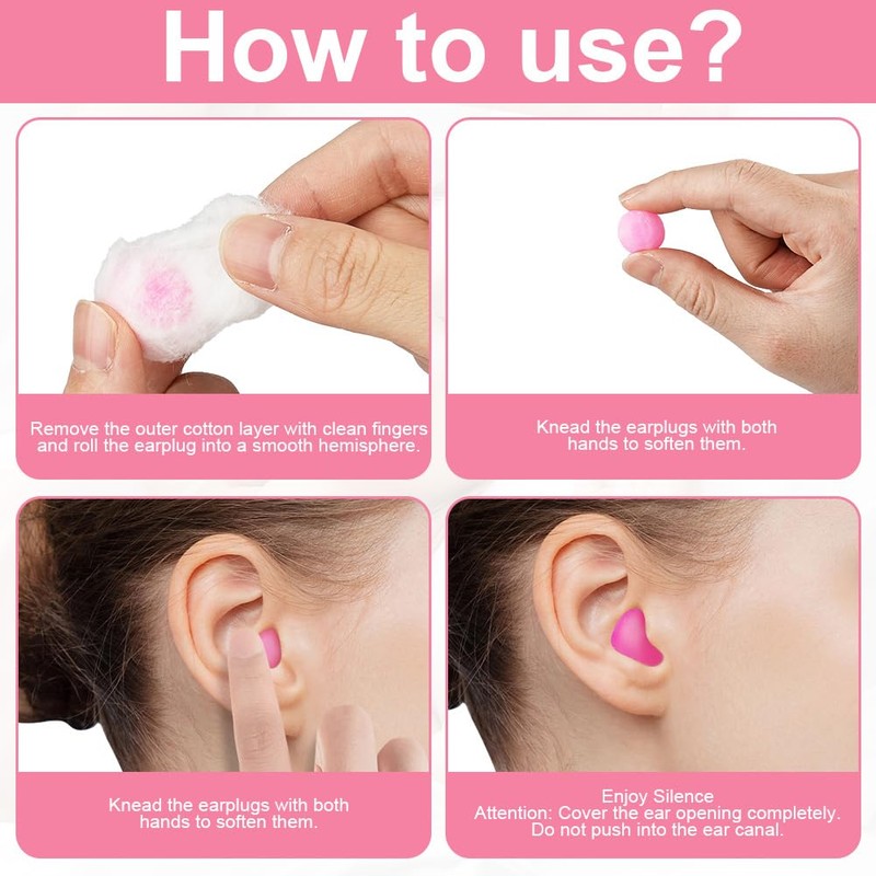 ABOHU Earplugs Wax Cotton, 12 Pairs Wax Ear Plugs for
