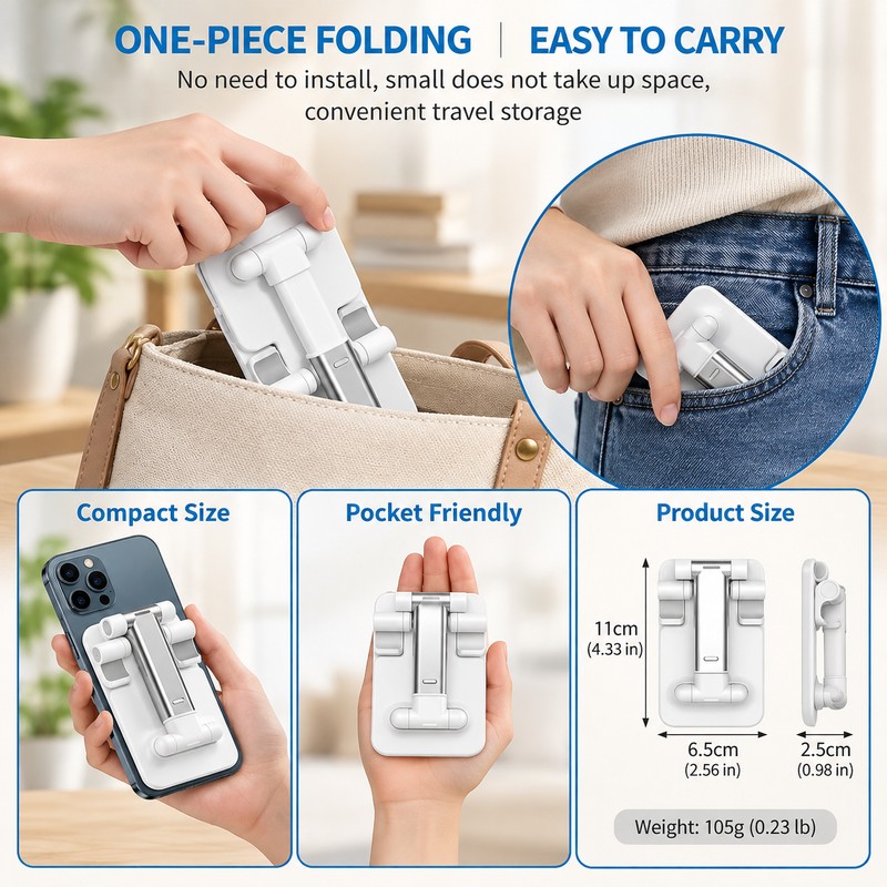Adjustable Phone & Tablet Stand for Desktop Use – Foldable