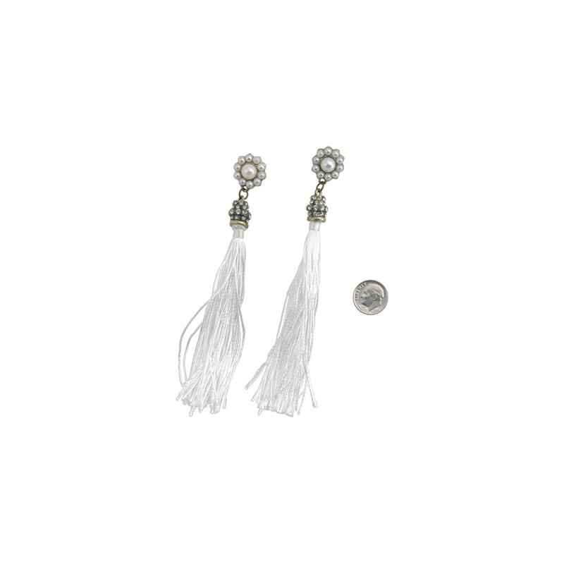 Earrings, Elegant Faux Pearl Tassel Rhinestone Dangle Earrings + GIFT