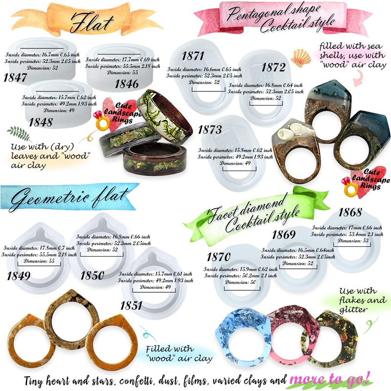 FUNSHOWCASE Resin Ring Silicone Mold for Liquid Clay Crafting, Resin