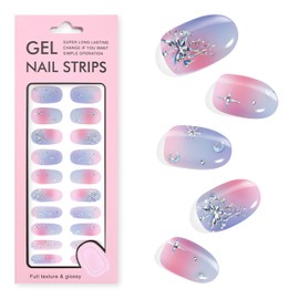 YiMistnnts Gloss Fully Cured Gel Nail Strips - UV Free, Long Lasting Salon Quality 22 Nail Wraps for Women - Magic Crystal
