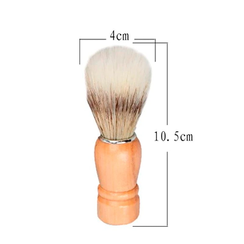 Kit 5p Cuidado De Barba Cepillo Bambú Tijera Navaja Brocha