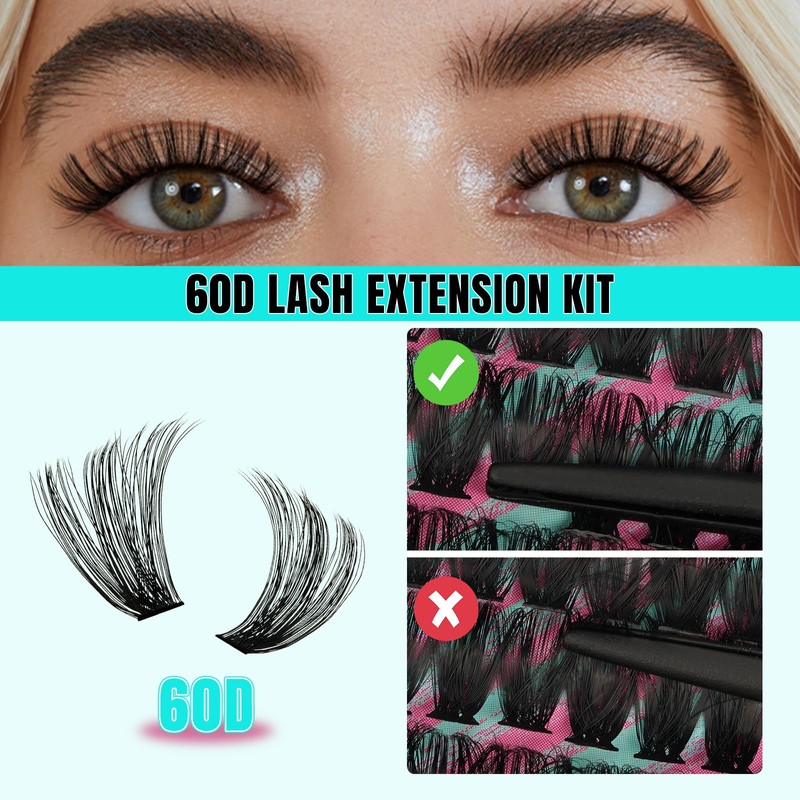 Eyelash Clusters, 320 Pieces, 60D Eyelash Clusters, D Curl, Individual