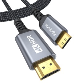 ApoJodly Mini HDMI to HDMI Cable 6FT, High Speed HDMI to Mini HDMI Cable for Portable Monitor 4K@60Hz HDMI Mini 2.0 Cord 2K,1080P, HDR Compatible with Camera, Camcorder, Laptop, HDTV, Graphics