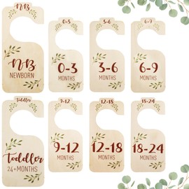 WAQYGZO 8 Pcs Baby Closet Dividers Boho Wooden Baby Closet Dividers for Clothes Double-Sided Baby Clothes Size Hanger Organizer from NB to 24 M - Adorable Nursery Decor