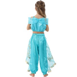 Lito Angels Arabian Princess Jasmine Fancy Dress Up Costume for Kids Girls Belly Dance Party Outfit Age 8-9 Years, A