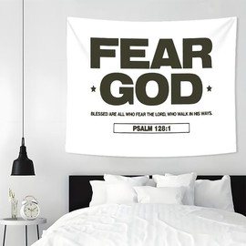Fear God Tapestry, 1 Count Inspirational Quote Tapestry, Aesthetic Art Wall Hanging Decor, Wall Decor for Home Office Dormitory School, Home Decor 2025 - Color: Multicolor, Size: 59*51inches(150*130cm)