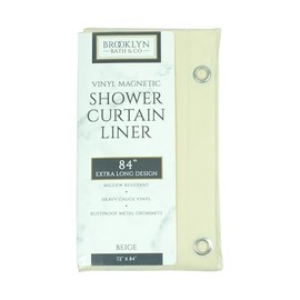 Home Expressions Extra Long Magnetic Bottom Shower Curtain Liner with 84'' H x 72'' W and 12 Metal Grommets. (Beige)