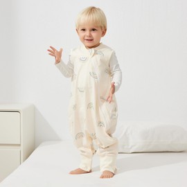 Duomiaomiao Summer Sleeping Bag with Legs 0.5 Tog, Baby Sleeping Bag with Feet, Cotton Toddler Sleeping Bag, Baby Sleeveless Wearable Blanket Breathable for Unisex Girls Boys 6-12 Months, rainbow
