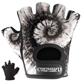 Contraband Pink Label 5347 Womens Designer Workout Gloves | Tie Dye Print w/Grip-Lock™ Silicone Palm (Large, BW)