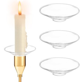 Glass Candle Drip Protectors Bobeches: Clear Bobeches for Candlestick Holders Round Candle Wax Catcher Rings Tapers Candle Guards Candle Ring for Dinner Table Candles Wedding Party Home Set of 3