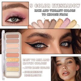 LJYBoBin 9 Colors Eyeshadow Palette,Matte Blendable Eyeshadow Makeup with Brush Make Up Gift Kit,Long Wearing Waterproof Highly Pigmented Brown Nude Smoky Brown Eye Shadow Palettes C