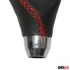 OMAC Black PU Leather Red Stiching Chrome Auto Car Gear