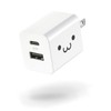 Elecom EC-AC12020WF Charger, Outlet, USB-C USB-A, 2 Ports, 20 W,