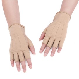 Gloves Fingerless Fitness Half Finger Cotton Cycling Gloves Non-Slip Anti-UV Protection Breathable Sports Gloves Training Gloves for Driving Golf Outdoor Motorcycle (Khaki)