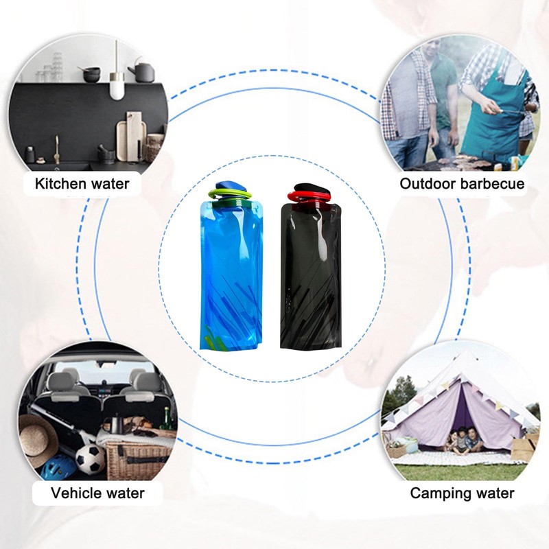 MUNSKT 2 Piece 700ML Foldable Water Bottles, Flexible Foldable Reusable