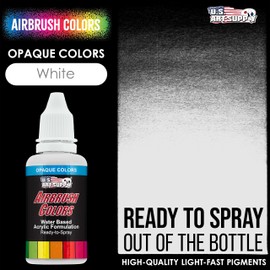 U.S. Art Supply Opaque White Acrylic Special Effects Airbrush Paint - 1oz Ready to Spray Air Brush Paint for Nails, Models, Fabric - Water-Based Air Brush Painting