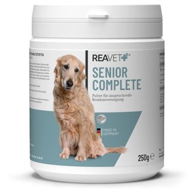 ReaVET Senior Complete Powder for Older Dogs - Minerals, Amino Acids & Vitamins for Old Dogs, Memory & Heart Function, Vitality, Agility, Senior Food