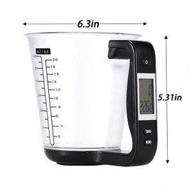 1Pcs Digital kitchen Electronic Measuring Cup Scale Household Jug Scales with LCD Display Temp Measurement 16x12.5x13.5cm (black)